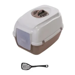 Nova kattetoilet m/kulfilter & Vega kattegrusskovl (lysegrå/brun)